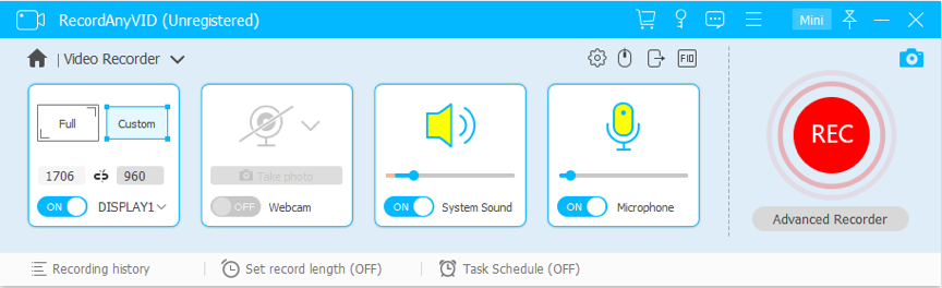 Select Recording Area on RecordAnyVid